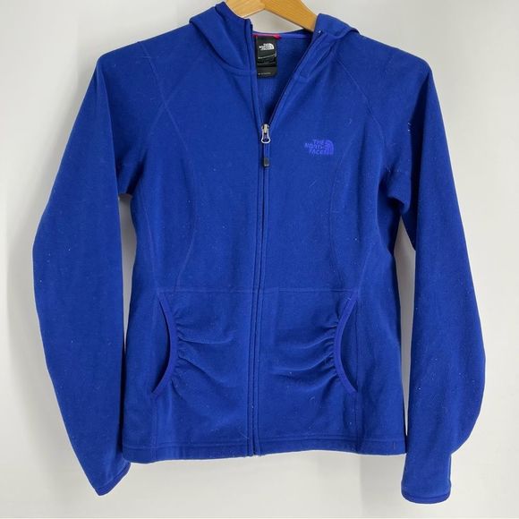 The North Face Hoodie Womens Small Blue Full Zip Up Hooded Polyester Fall Jacket - Picture 1 of 8